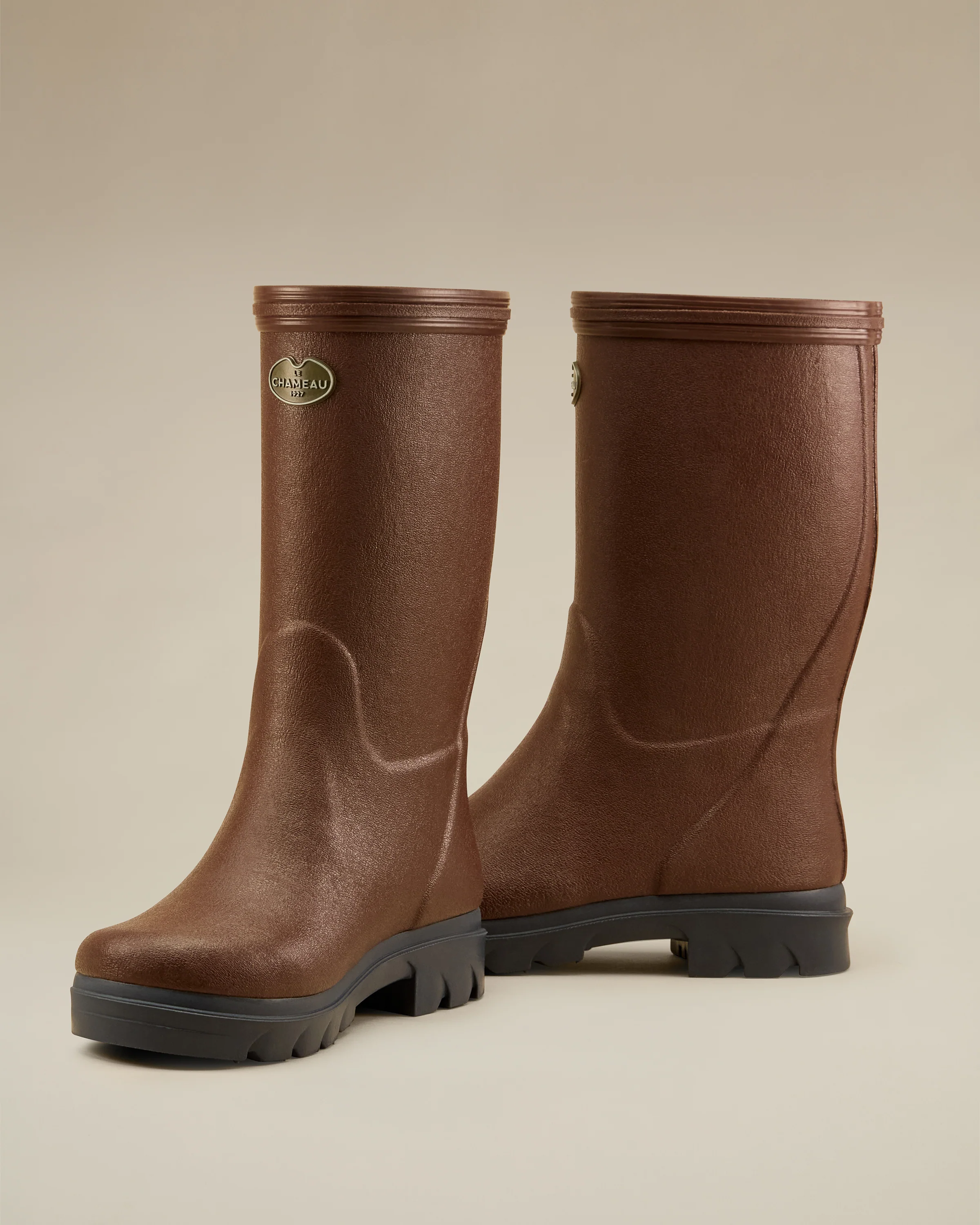Children's Petite Aventure Jersey Lined Wellington Boot - Brown - Image 6
