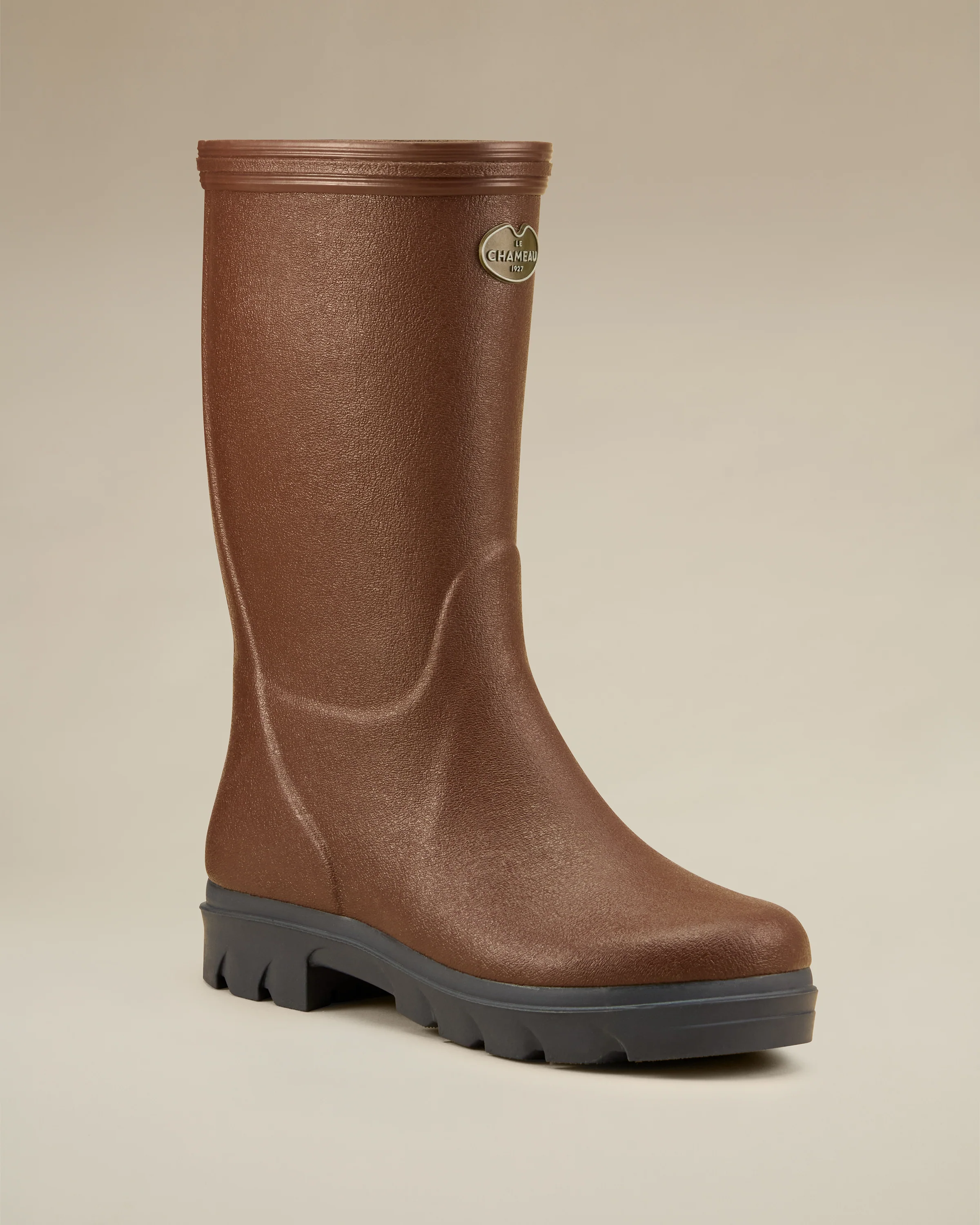 Children's Petite Aventure Jersey Lined Wellington Boot - Brown - Image 7