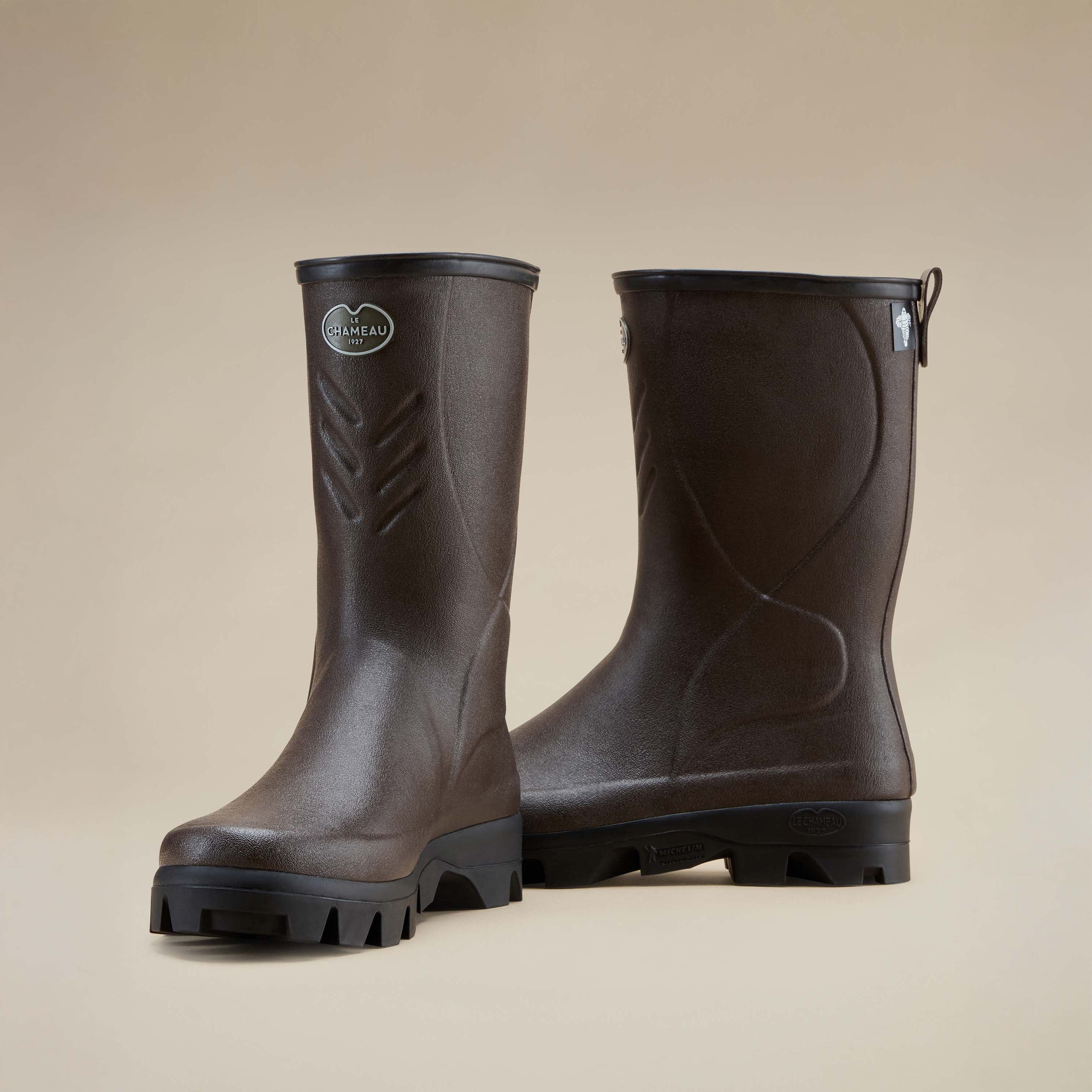 Men's Cérès Jersey Lined Short Wellington Boot - Dark Brown - Image 5