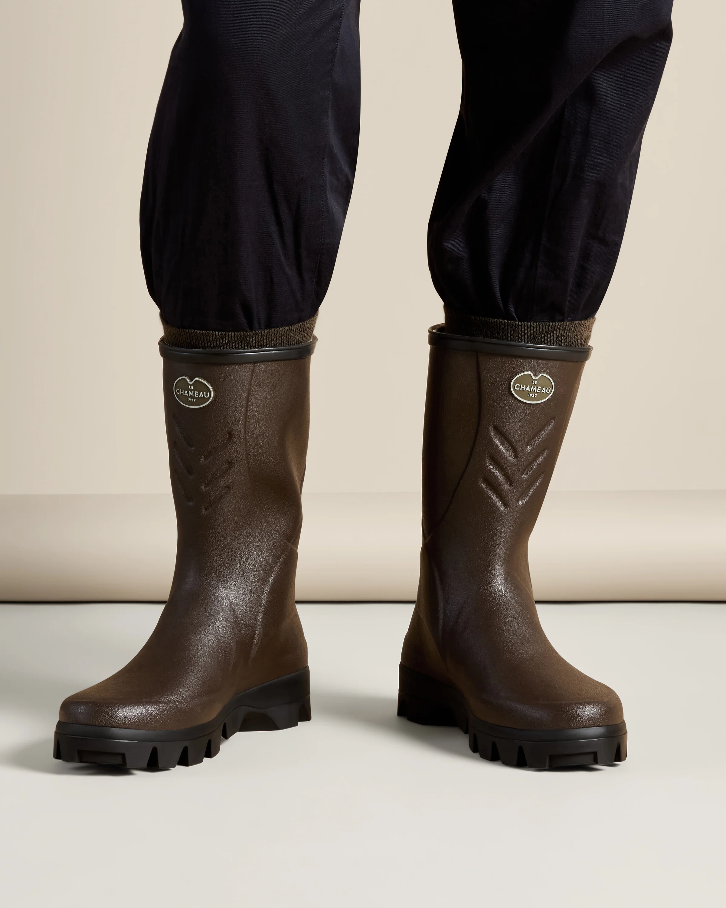 Men's Cérès Jersey Lined Short Wellington Boot - Dark Brown - Image 6