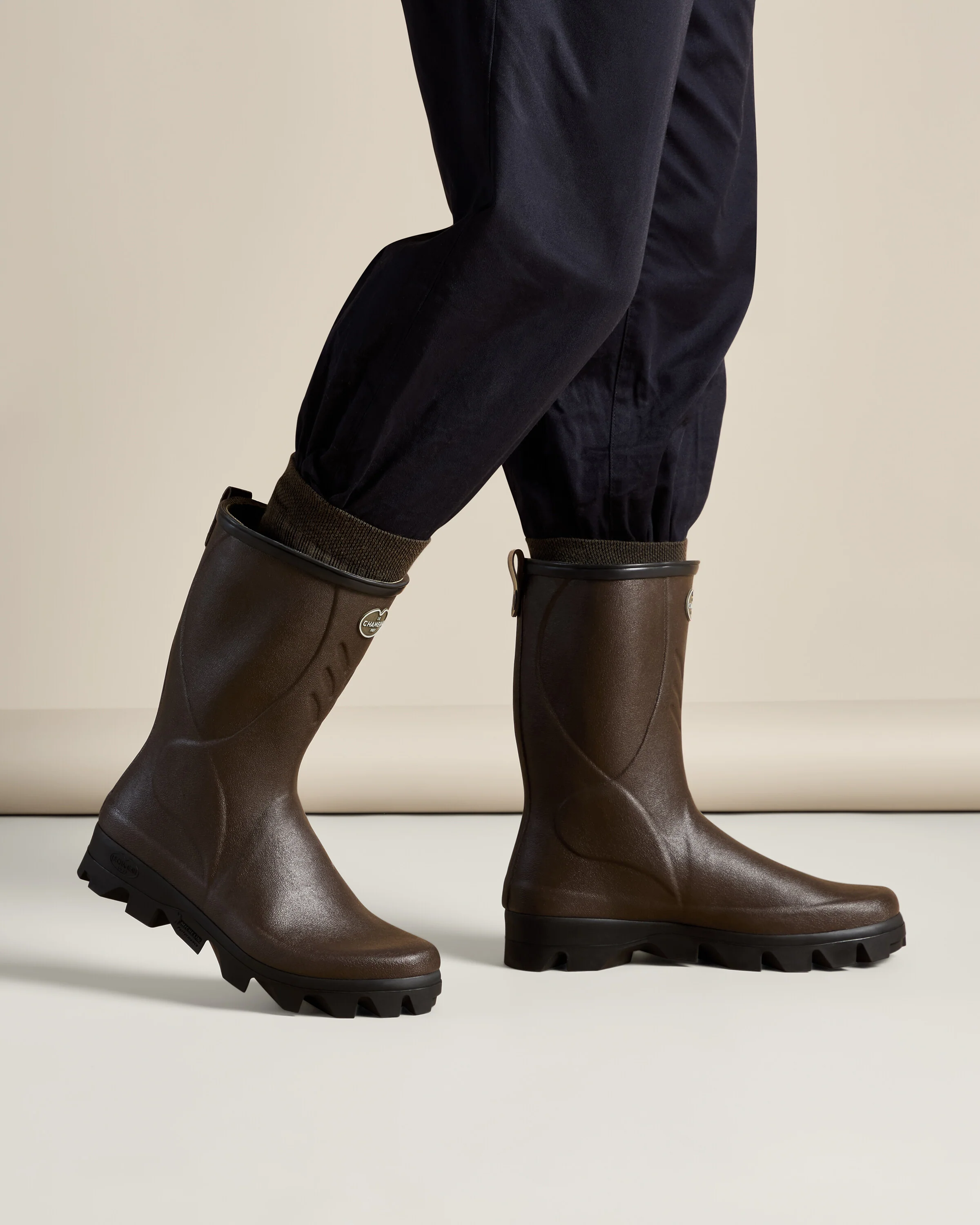 Men's Cérès Jersey Lined Short Wellington Boot - Dark Brown - Image 8