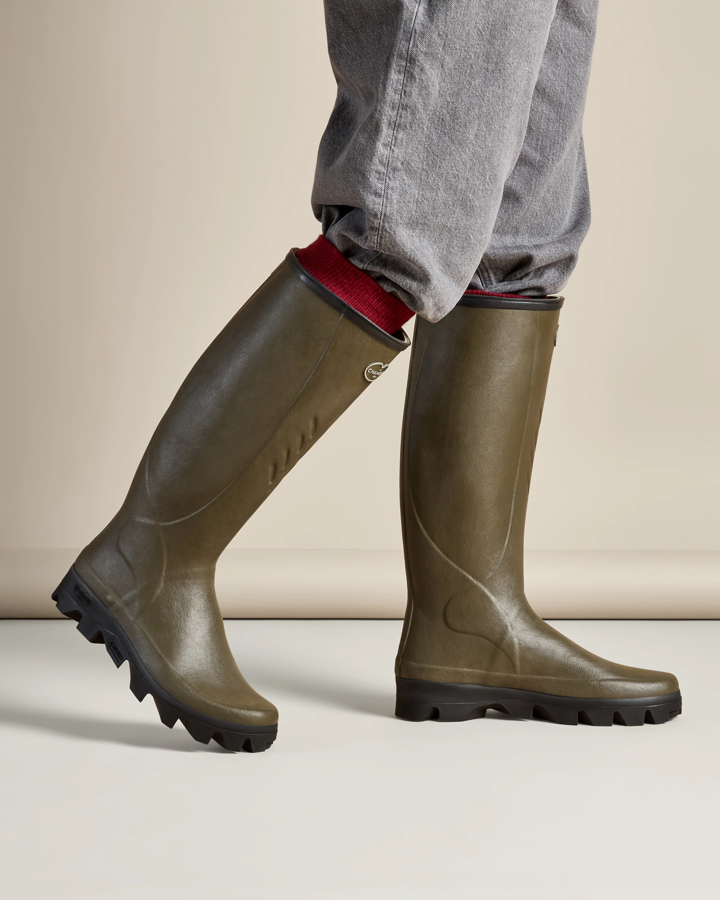 Men's Cérès Jersey Lined Wellington Boot - Chameau Green - Image 8