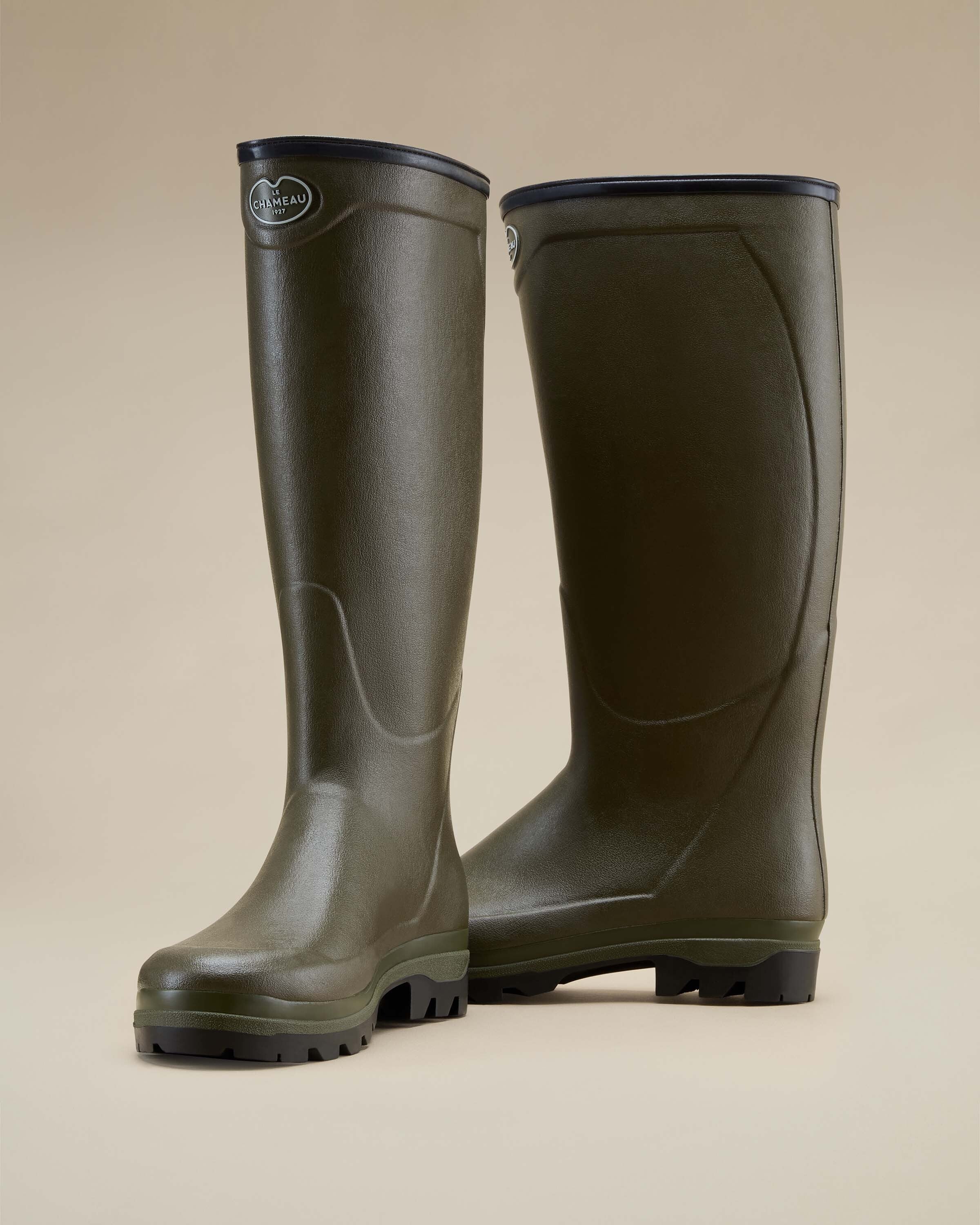 Men's Country Cross Neoprene Lined Wellington Boot - Chameau Green - Image 5