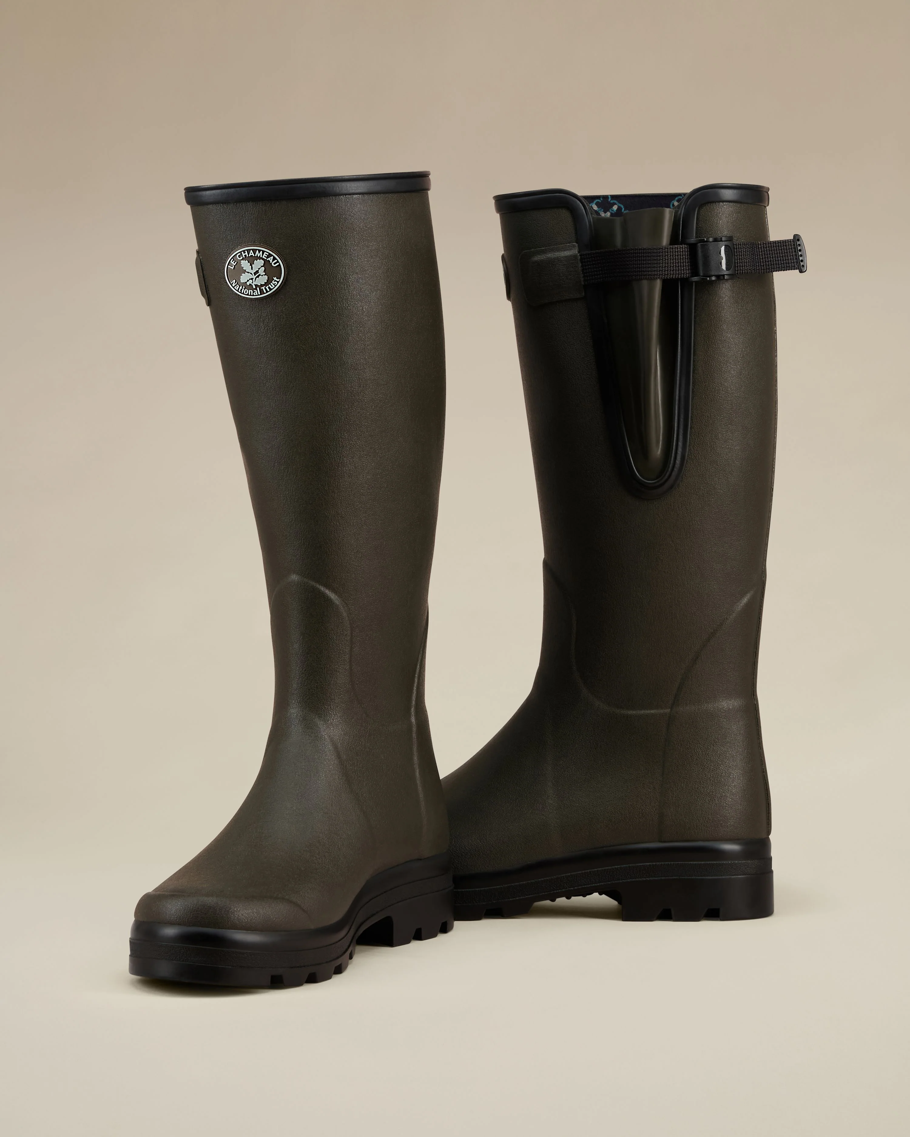 Men's National Trust Vierzon Jersey Lined Wellington Boot - Oak Green - Image 3