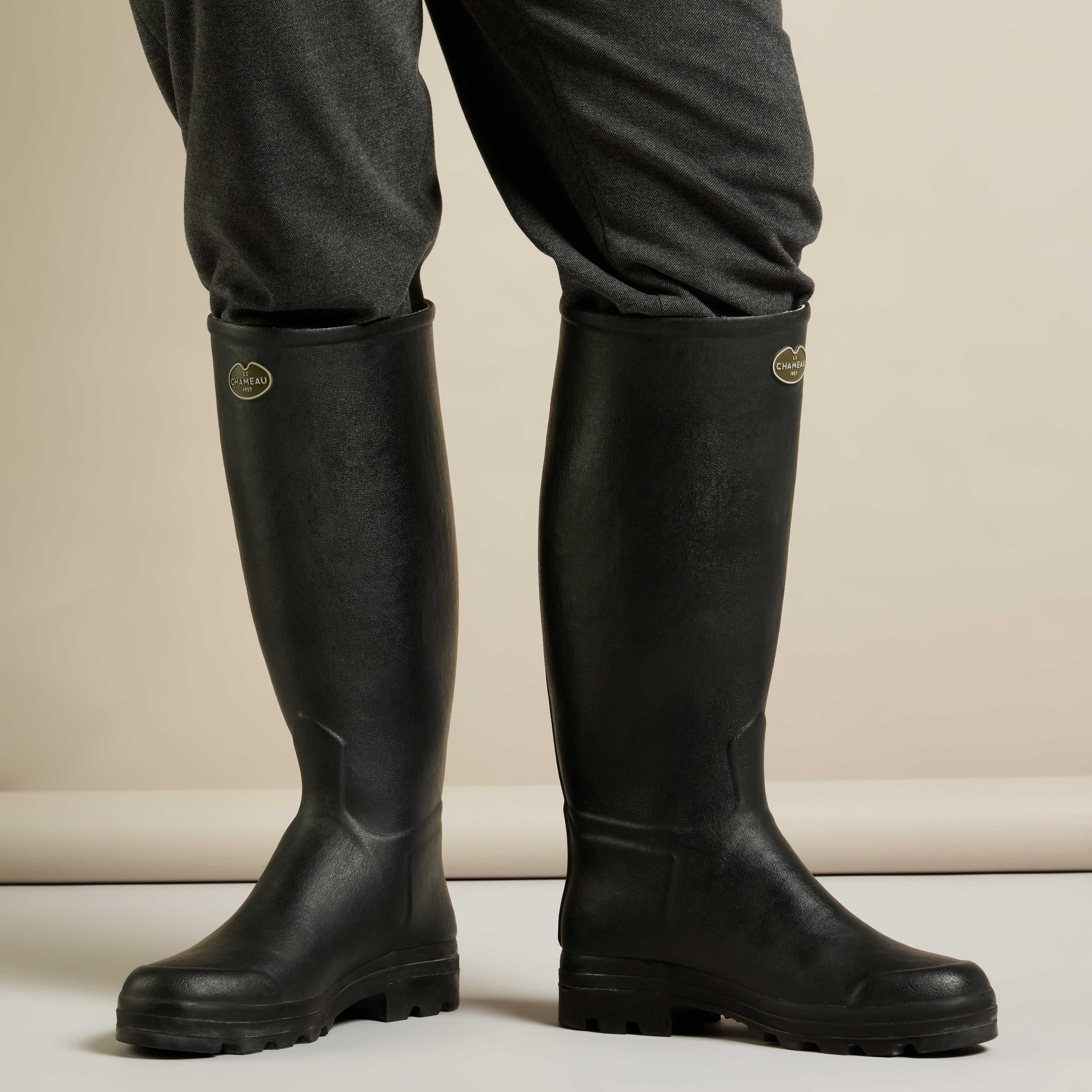 Men's Saint Hubert Leather Lined Wellington Boot - Black - Image 6