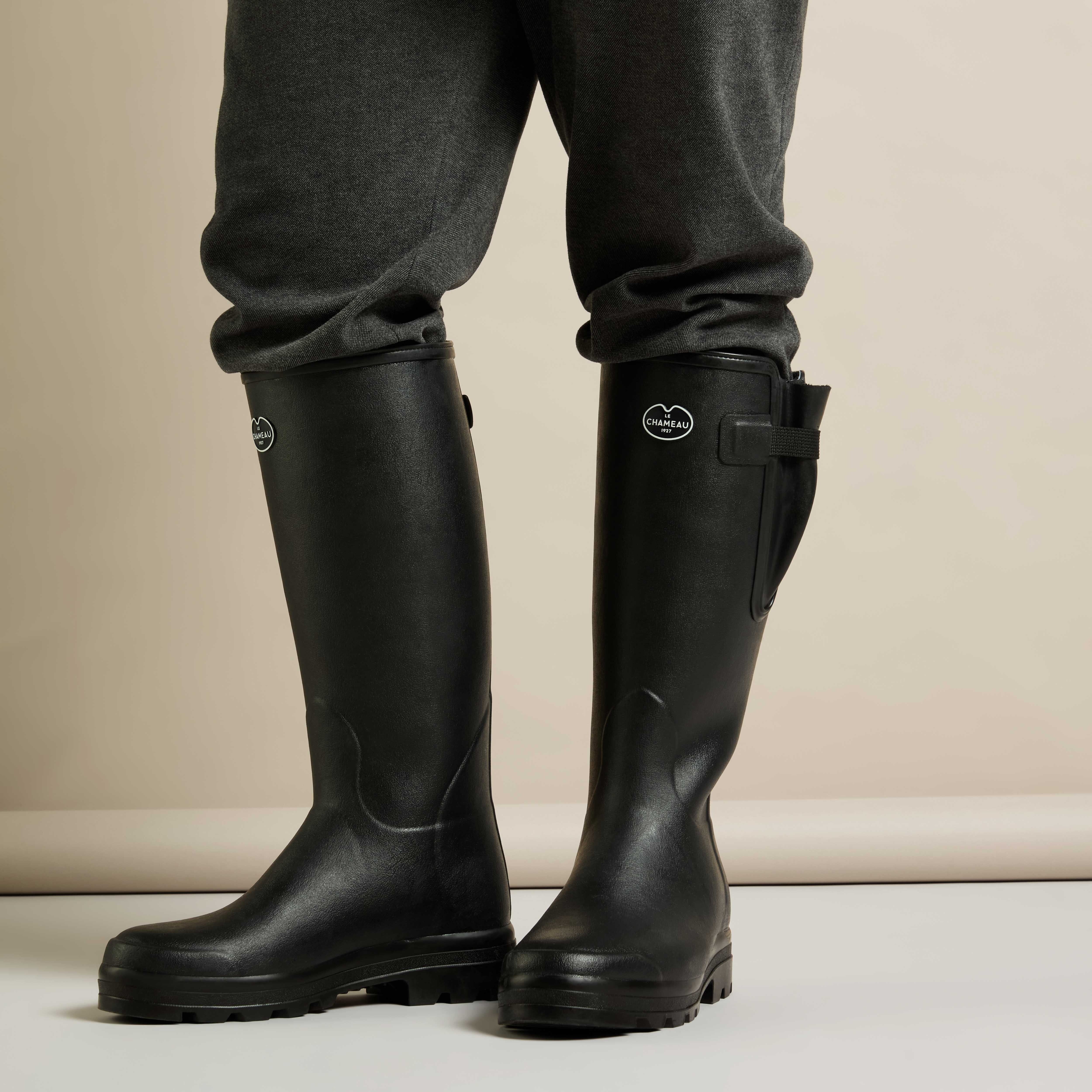 Men's Vierzon Jersey Lined Wellington Boot - Black - Image 6