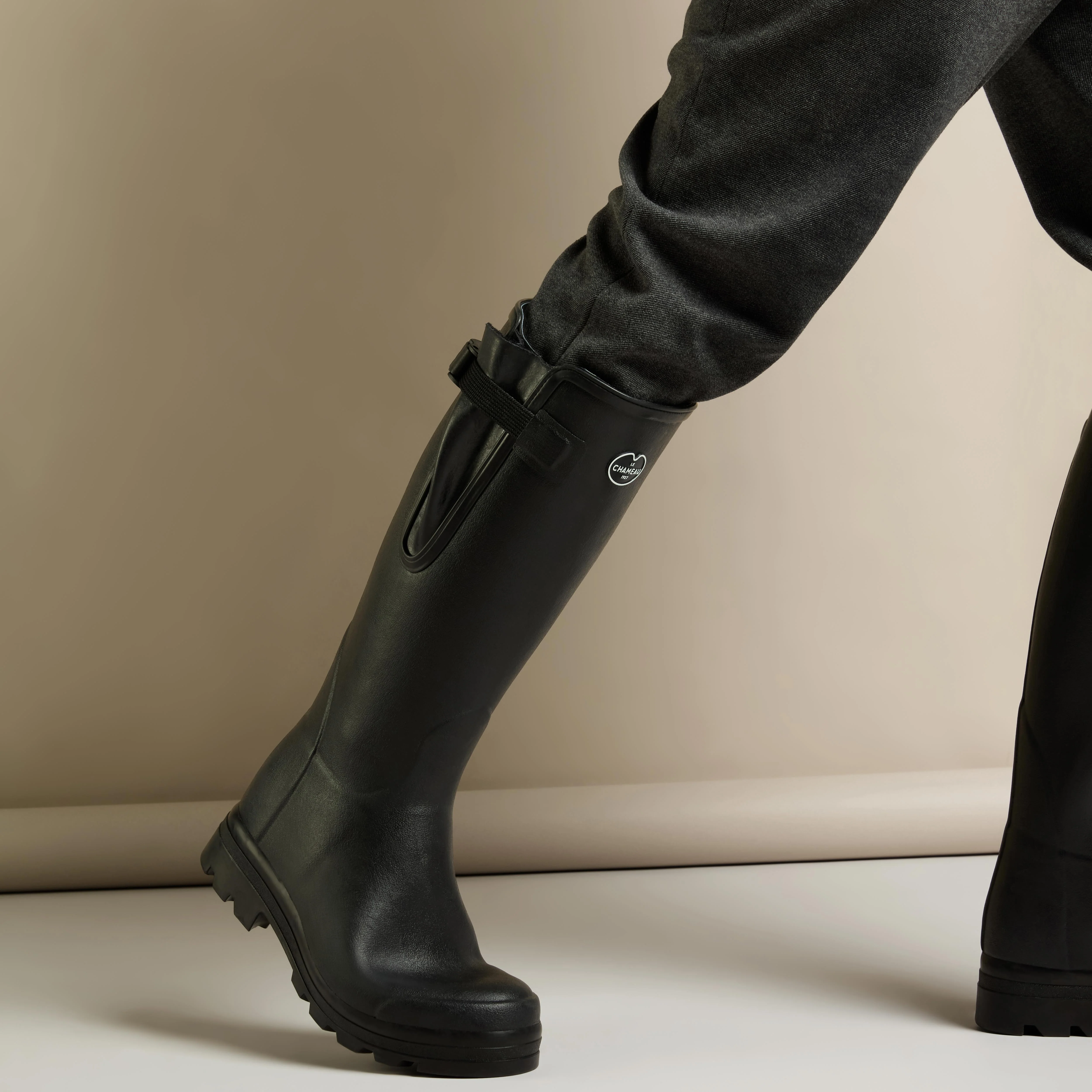 Men's Vierzon Jersey Lined Wellington Boot - Black - Image 8
