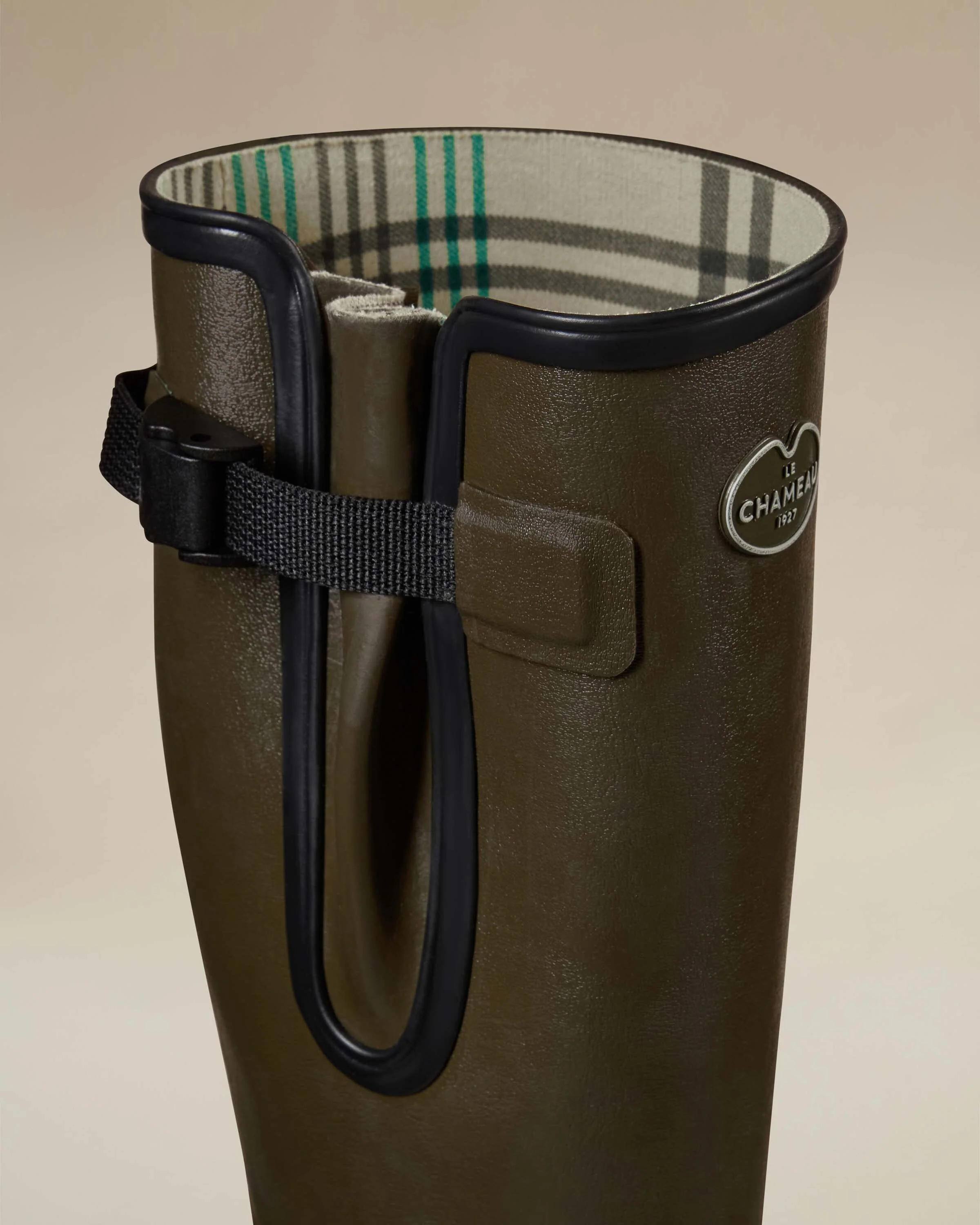 Men's Vierzon Jersey Lined Wellington Boot - Chameau Green - Image 4
