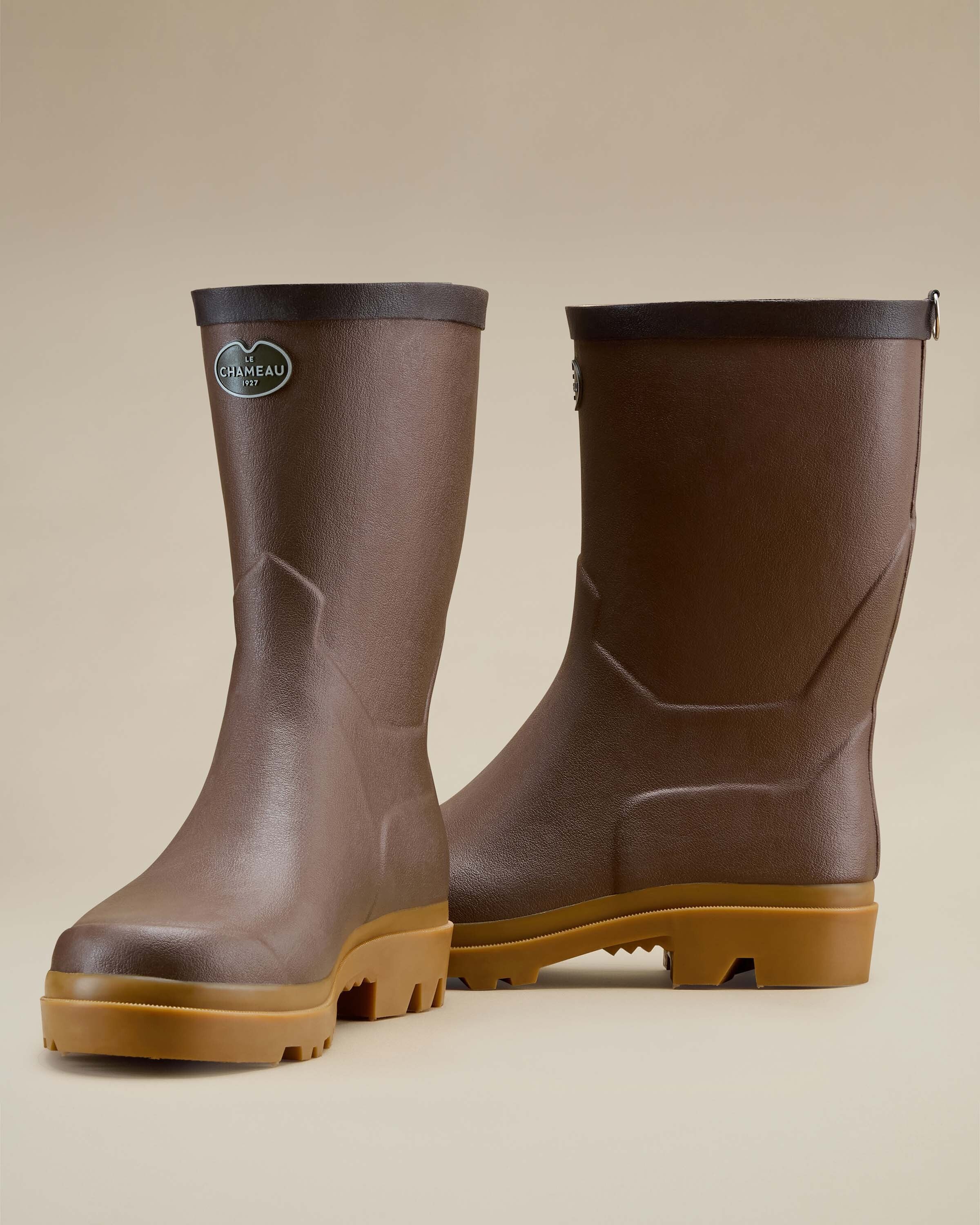 Men's Zermatt Leather Lined Short Wellington Boot - Brown - Image 4