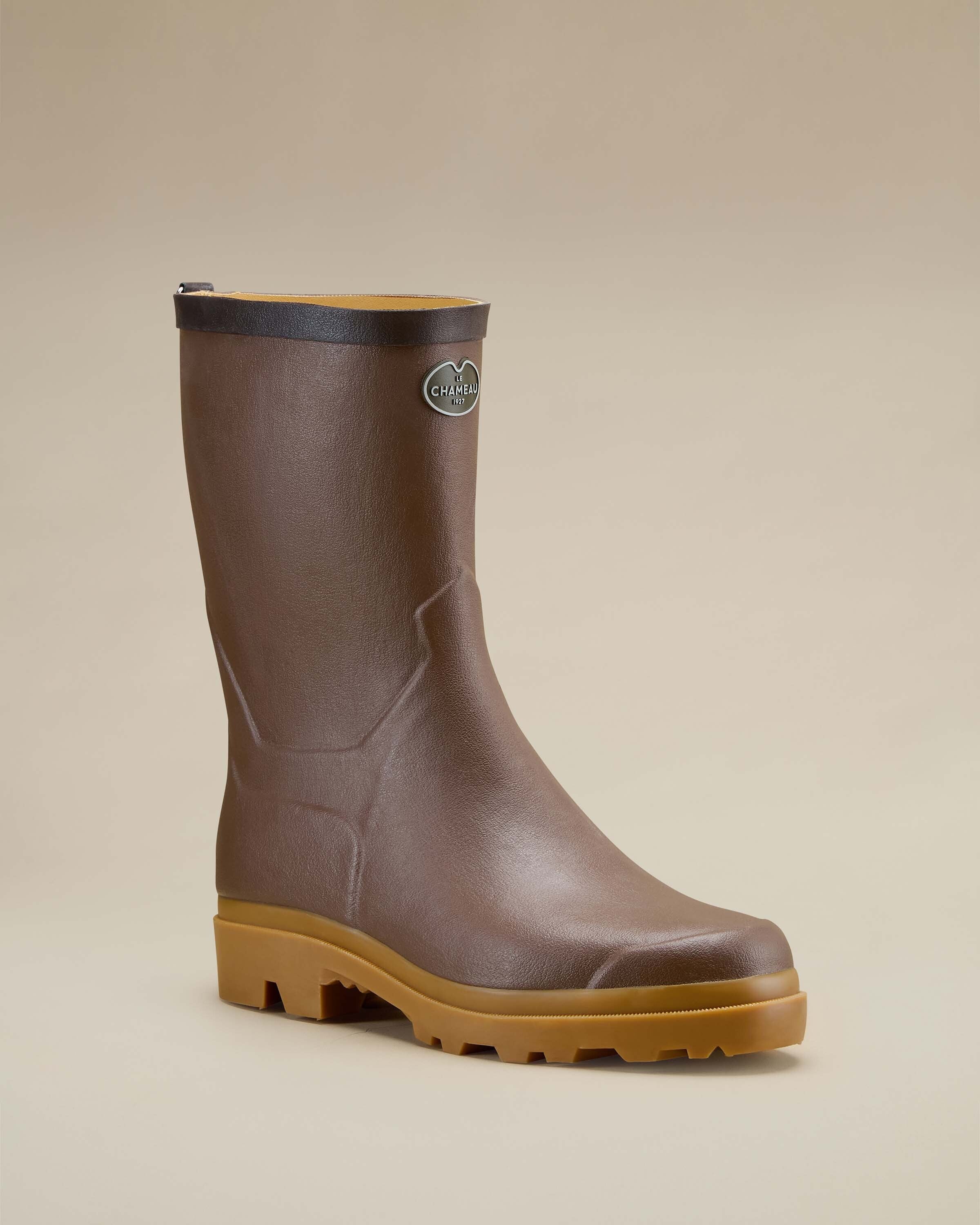 Men's Zermatt Leather Lined Short Wellington Boot - Brown - Image 7