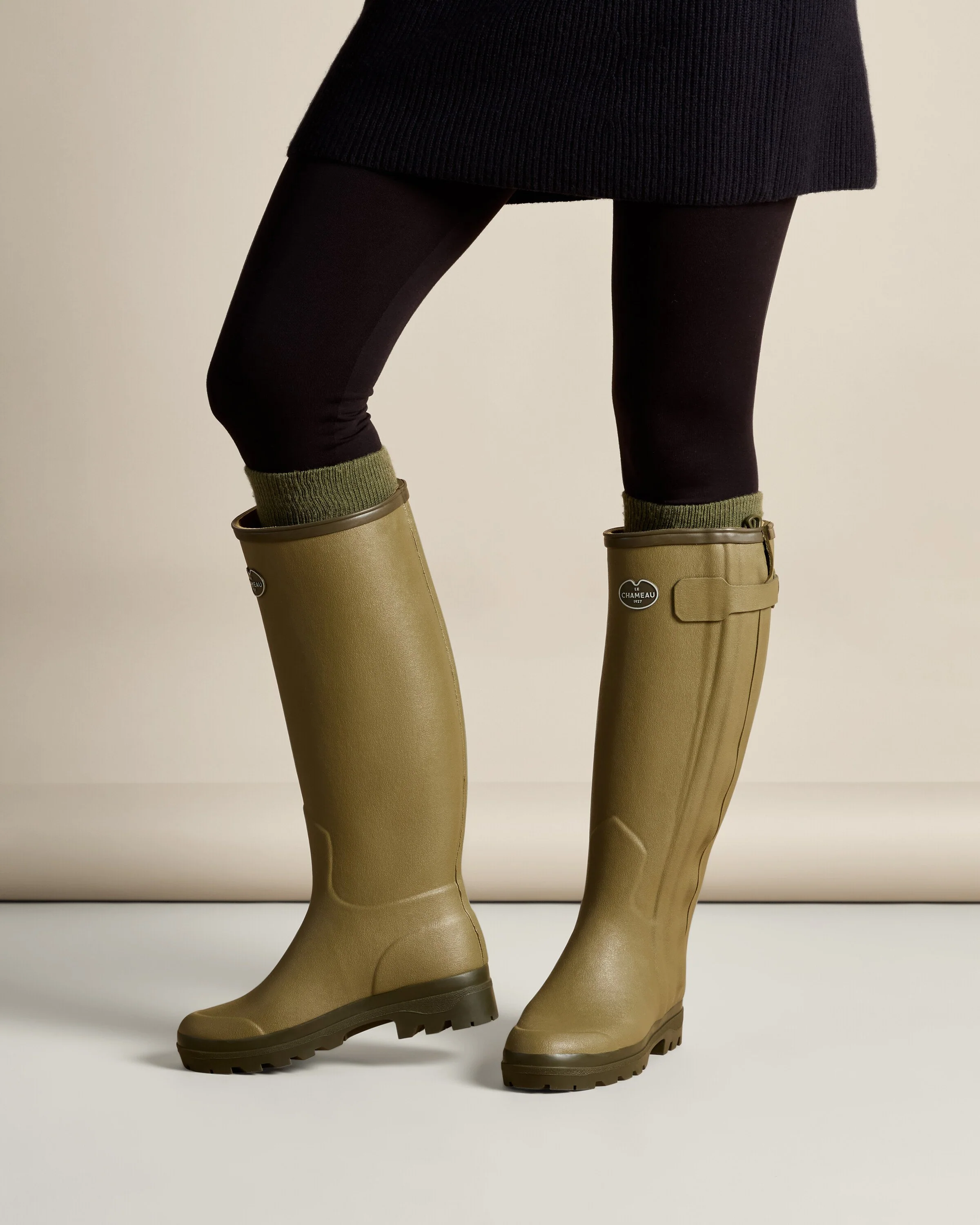 Women's Chasseur Leather Lined Wellington Boot - Iconic Green - Image 6