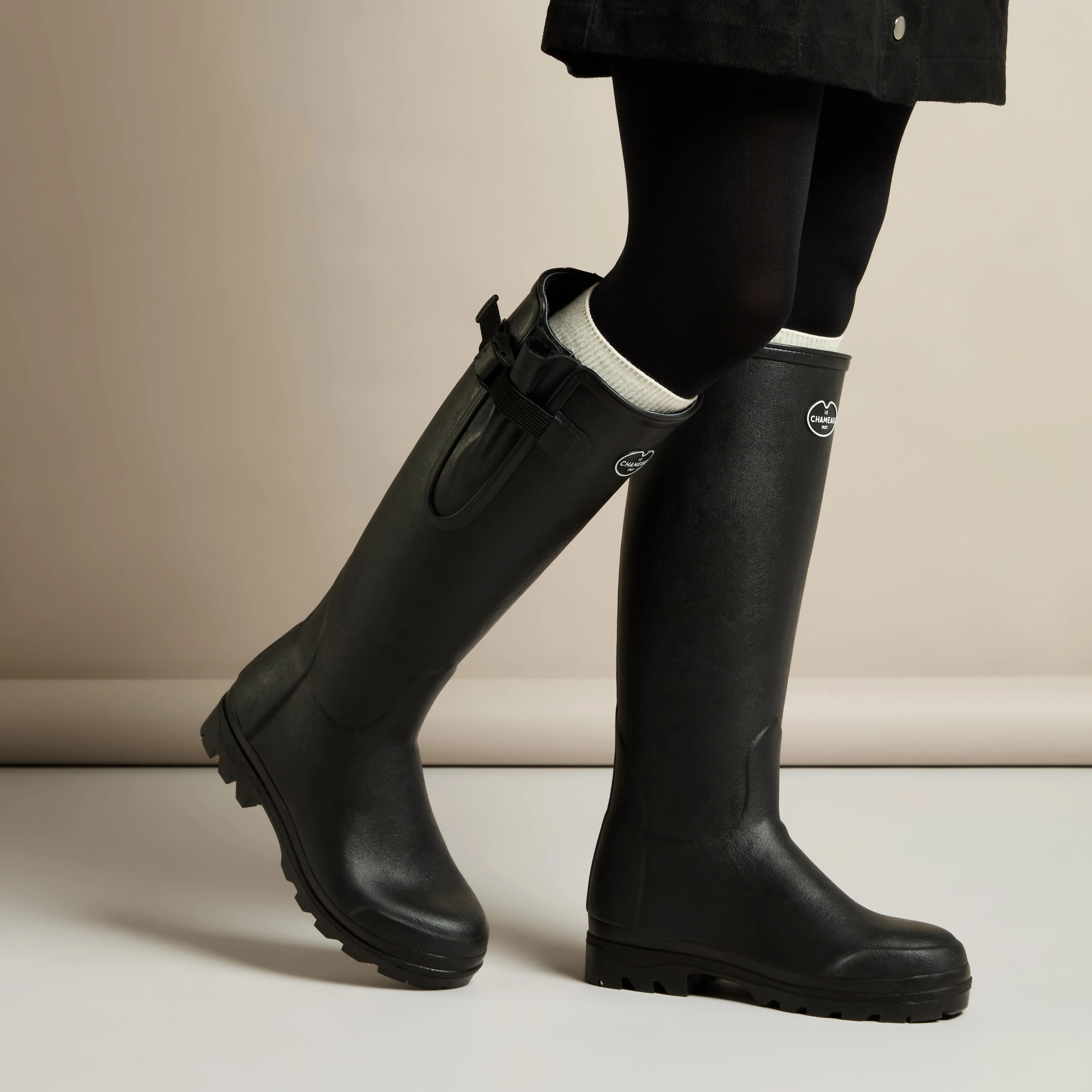 Women's Vierzon Jersey Lined Wellington Boot - Black - Image 6