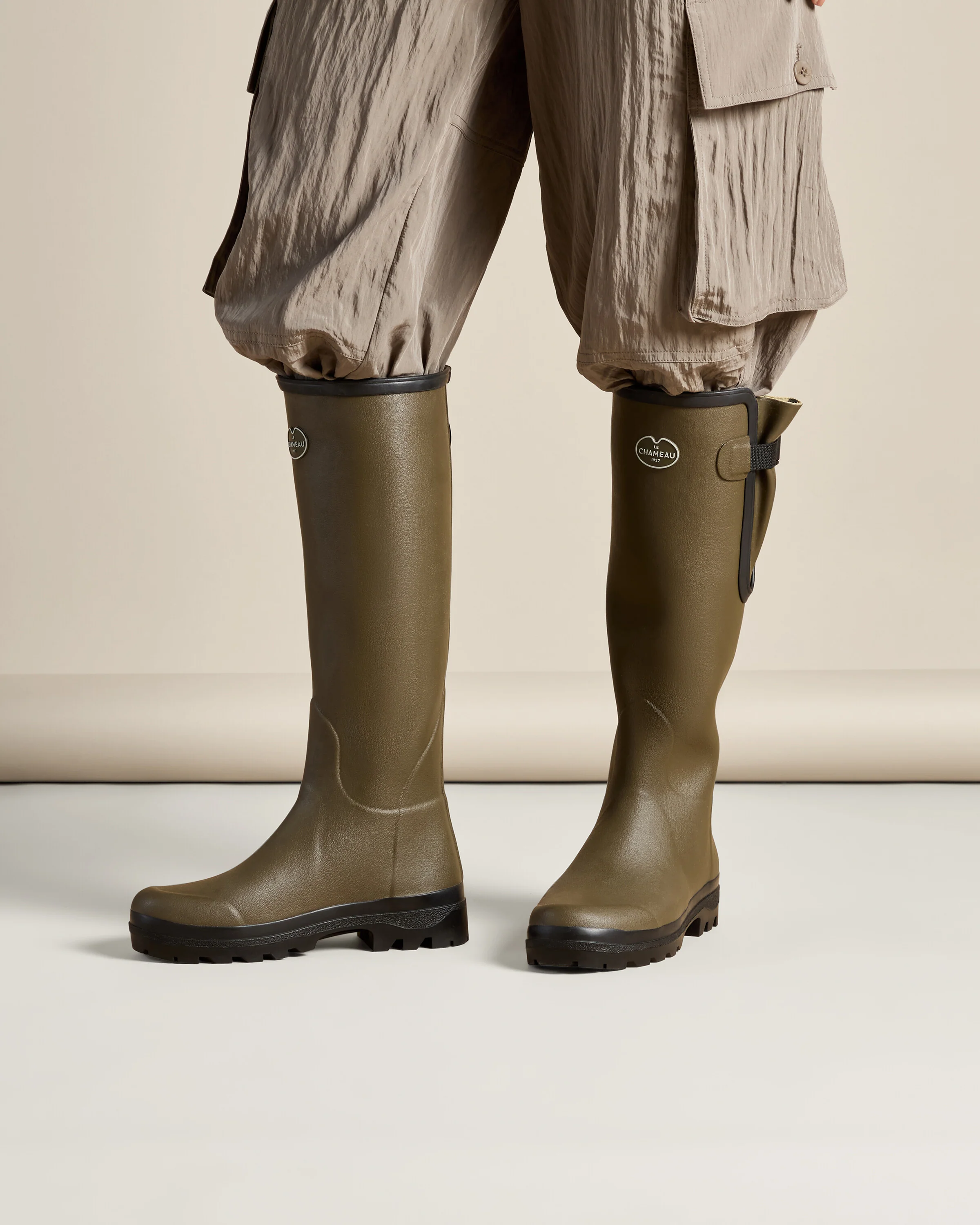 Women's Vierzon Jersey Lined Wellington Boot - Chameau Green - Image 8